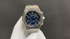 Audemars Piguet steel wristwatch, blue chronograph dial with subdials
