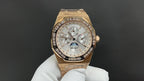 Gold-tone Audemars Piguet watch front view with silver dial