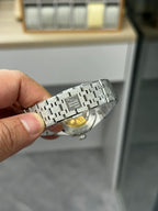 Audemars Piguet stainless steel wristwatch with bracelet links and side clasp view