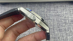 Audemars Piguet watch underside with black rubber strap and metal lugs