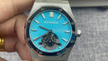 Audemars Piguet men's watch with turquoise dial and stainless steel octagonal case