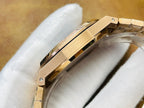 Audemars Piguet watch with gold-tone case side profile and polished bezel edge.