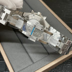 Audemars Piguet steel watch bracelet with engraved clasp, viewed from the back