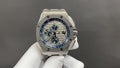 Audemars Piguet stainless steel wristwatch, blue dial with chronograph subdials