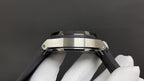 Audemars Piguet Royal Oak watch, steel case side with bezel screws and black strap