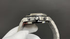 Stainless steel Audemars Piguet watch case, top view with crown and pushers