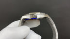 Audemars Piguet watch case back edge in steel, with crown detail and strap link