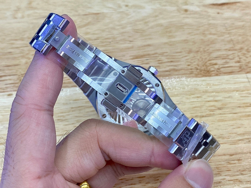 Audemars Piguet stainless steel watch bracelet segment with clasp hardware