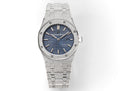 Audemars Piguet watch with blue dial and silver link bracelet