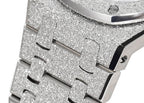 Textured silver watch bezel with star-like surface and cutout markers