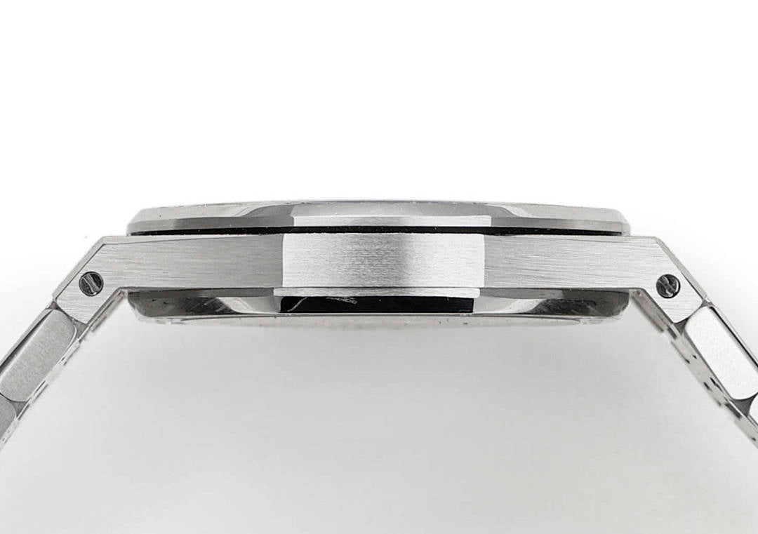 Audemars Piguet watch case with bezel and protective frame, brushed steel