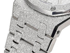 Audemars Piguet watch dial close-up with glittery bezel, hour markers and hands