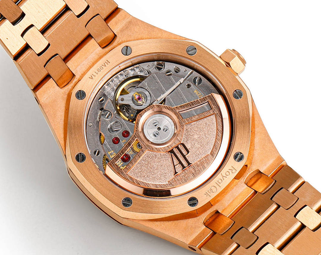 Audemars Piguet watch open case view showing mechanical movement