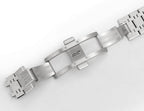Audemars Piguet bracelet links with textured silver finish, shown in close-up