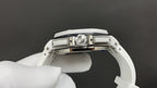 Audemars Piguet watch case top with open clasp hardware, white ceramic-like housing.