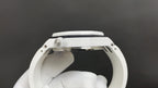 Audemars Piguet white watch case back with white strap and metal bezel details