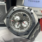 Audemars Piguet chronograph watch dial close-up with subdials and textured bezel