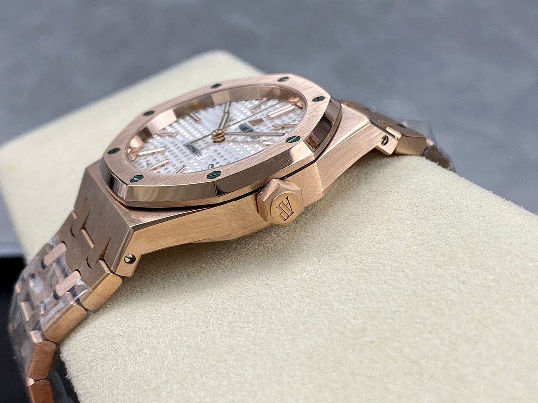 Audemars Piguet watch caseback view showing movement through sapphire window
