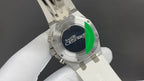 Audemars Piguet watch case back with Royal Offshore logo and blue detail