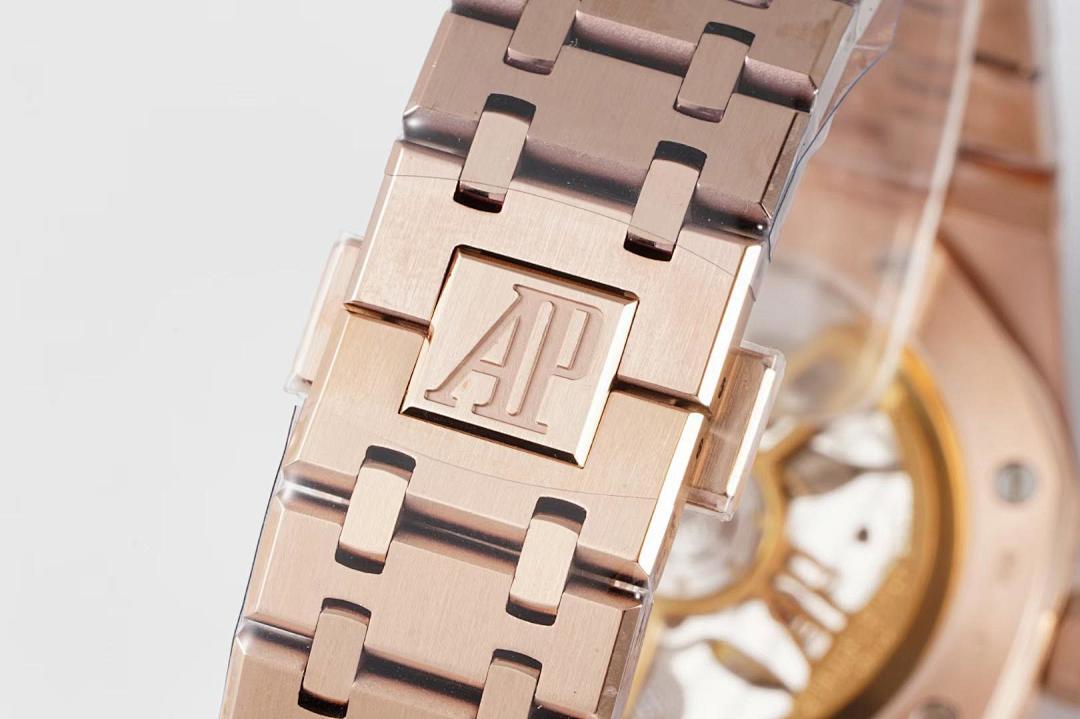 Rose-gold Audemars Piguet bracelet with AP logo clasp detail