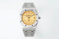 Automatic steel wristwatch, champagne dial, octagonal bezel, metal bracelet