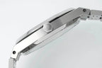Stainless steel watch case with AP logo detail and brushed bezel