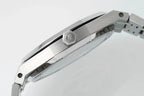 Stainless steel wristwatch case with crown and brushed bezel