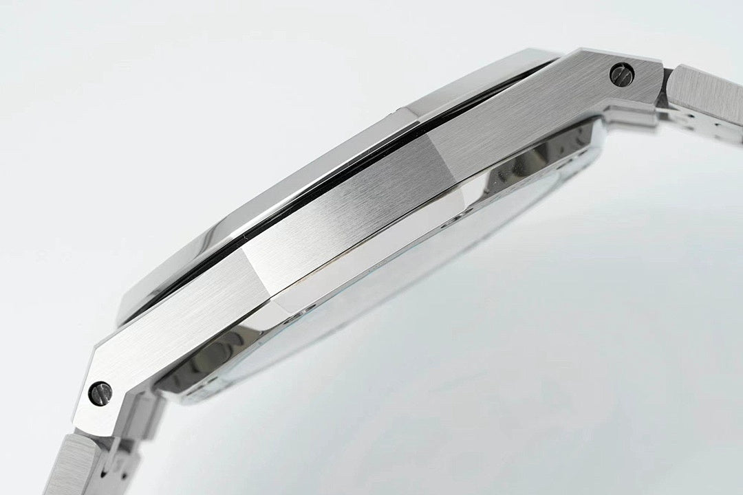 Stainless steel wristwatch case profile with integrated metal strap links
