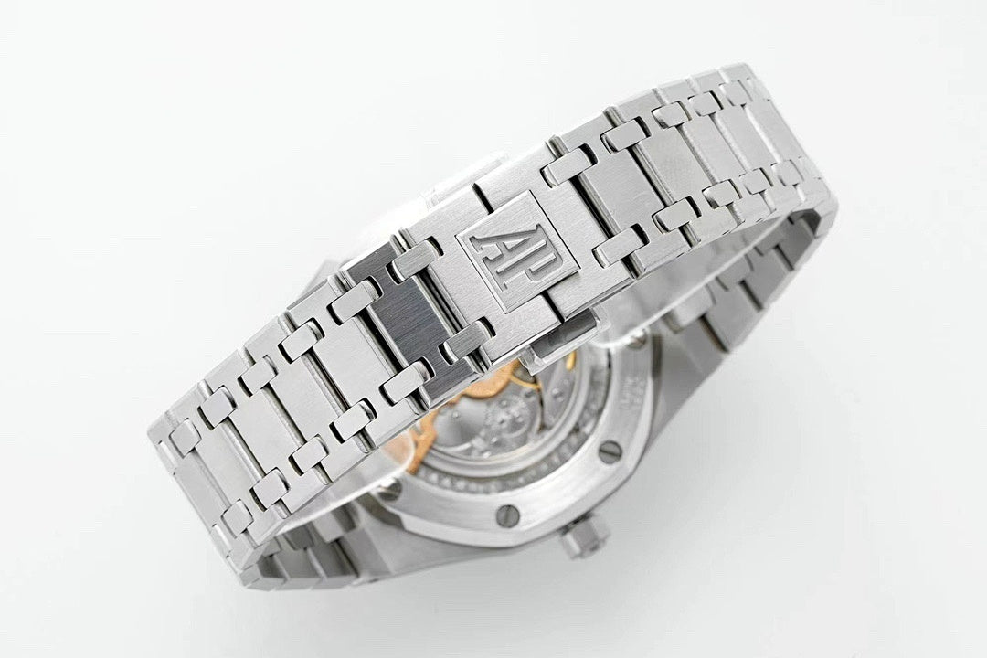 Audemars Piguet stainless steel watch bracelet with folding clasp and case side