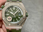 Audemars Piguet Royal Oak offshore watch, silver case with green dial and strap