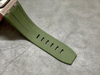 Green silicone watch strap with pin-and-buckle and adjustment holes