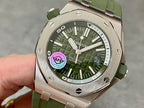 Audemars Piguet Royal Oak offshore watch with green dial and green silicone strap