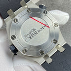 Audemars Piguet watch case back engraved, silver tone with red line accents