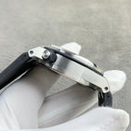 Audemars Piguet watch side view with brushed steel case and visible crown