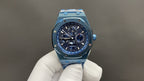 Audemars Piguet watch with blue dial and matching blue link bracelet