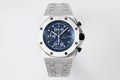 Audemars Piguet Royal Oak chronograph watch with blue dial and stainless bracelet