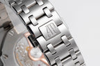 Stainless steel bracelet with AP logo engraving and folding clasp