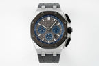 Audemars Piguet Royal Oak chronograph watch, blue dial, steel case, dark bezel, rubber strap