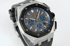 Audemars Piguet Royal Oak chronograph watch, blue subdials on textured dial, steel case