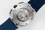 Audemars Piguet open-work movement wristwatch with steel case and blue rubber strap