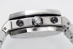 Octagonal stainless steel watch case with crown and metal bezel details
