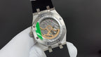 Audemars Piguet Royal Oak watch back view, steel caseback and bracelet on wristwear