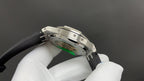 Audemars Piguet Royal Oak watch side profile, stainless steel case and crown detail