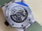 Audemars Piguet watch caseback with exposed mechanical movement, open back view