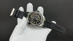 Audemars Piguet men's watch, black dial with gold markers, black rubber strap