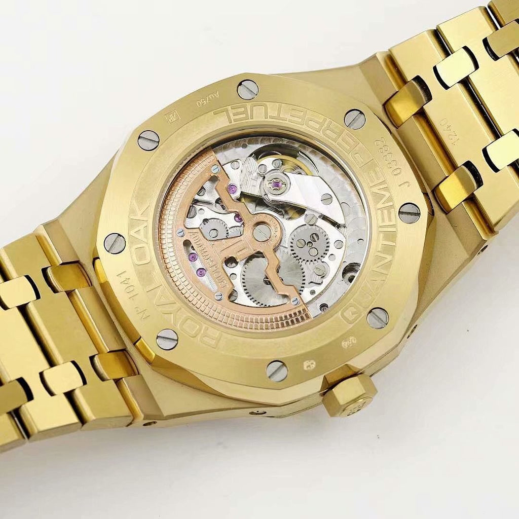 Audemars Piguet wristwatch open-worked caseback on gold-tone bracelet