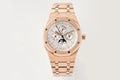 Rose gold Audemars Piguet wristwatch with white dial and three subdials
