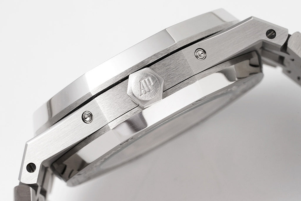 Audemars Piguet steel watch case with crown guard and brushed finish