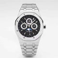 Audemars Piguet Royal Oak watch with black dial and steel bracelet