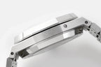 Audemars Piguet Royal Oak watch case side profile with integrated crown guard
